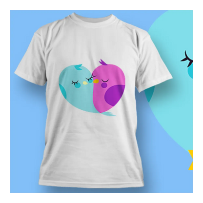 BIGTIME I Love Lovebirds T-Shirt Unisex weiss Front 