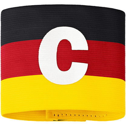 JAKO Kapitänsbinde schwarz-rot-gelb Front 