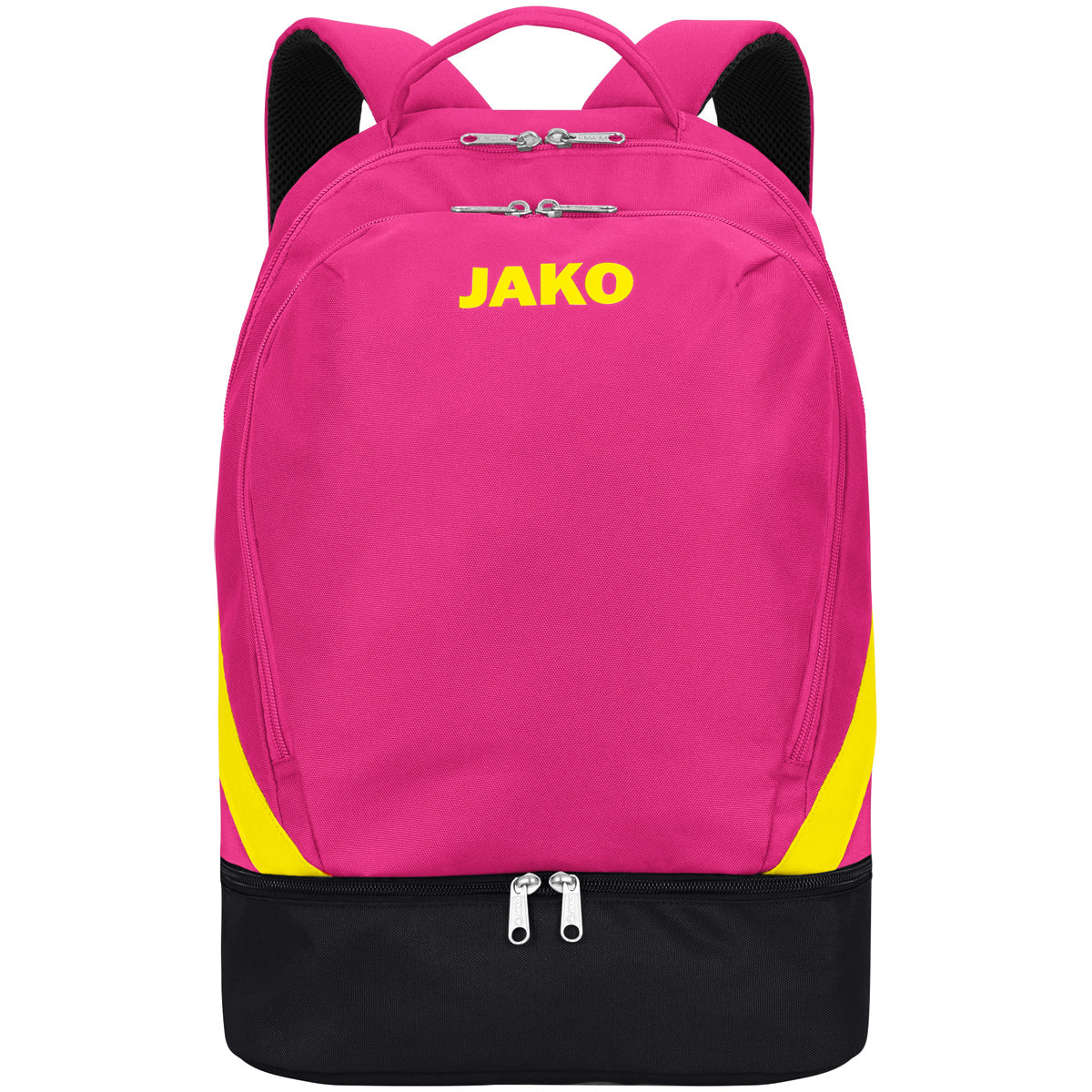 JAKO Rucksack Iconic Unisex pink-schwarz-neongelb Front 