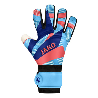 JAKO Torwarthandschuhe River Supersoft NC Unisex skyblue-coral-navy Front #farbe_skyblue-coral-navy
