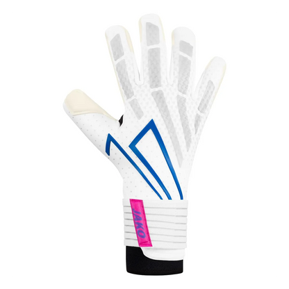JAKO Torwarthandschuhe RS89 ELITE Hybrid Cut Unisex weiss-rhodamine-rot-blau Front #farbe_weiss-rhodamine-rot-blau