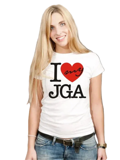 BIGTIME Junggesellenabschied I Love my JGA T-Shirt Damen weiss Front 