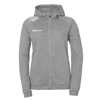 Kempa Kapuzenjacke Ambition 28 Damen dark-grau-melange-weiss Front 
