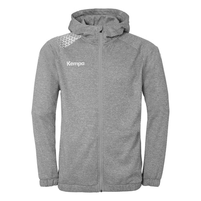 Kempa Kapuzenjacke Ambition 28 Unisex dark-grau-melange-weiss Front 