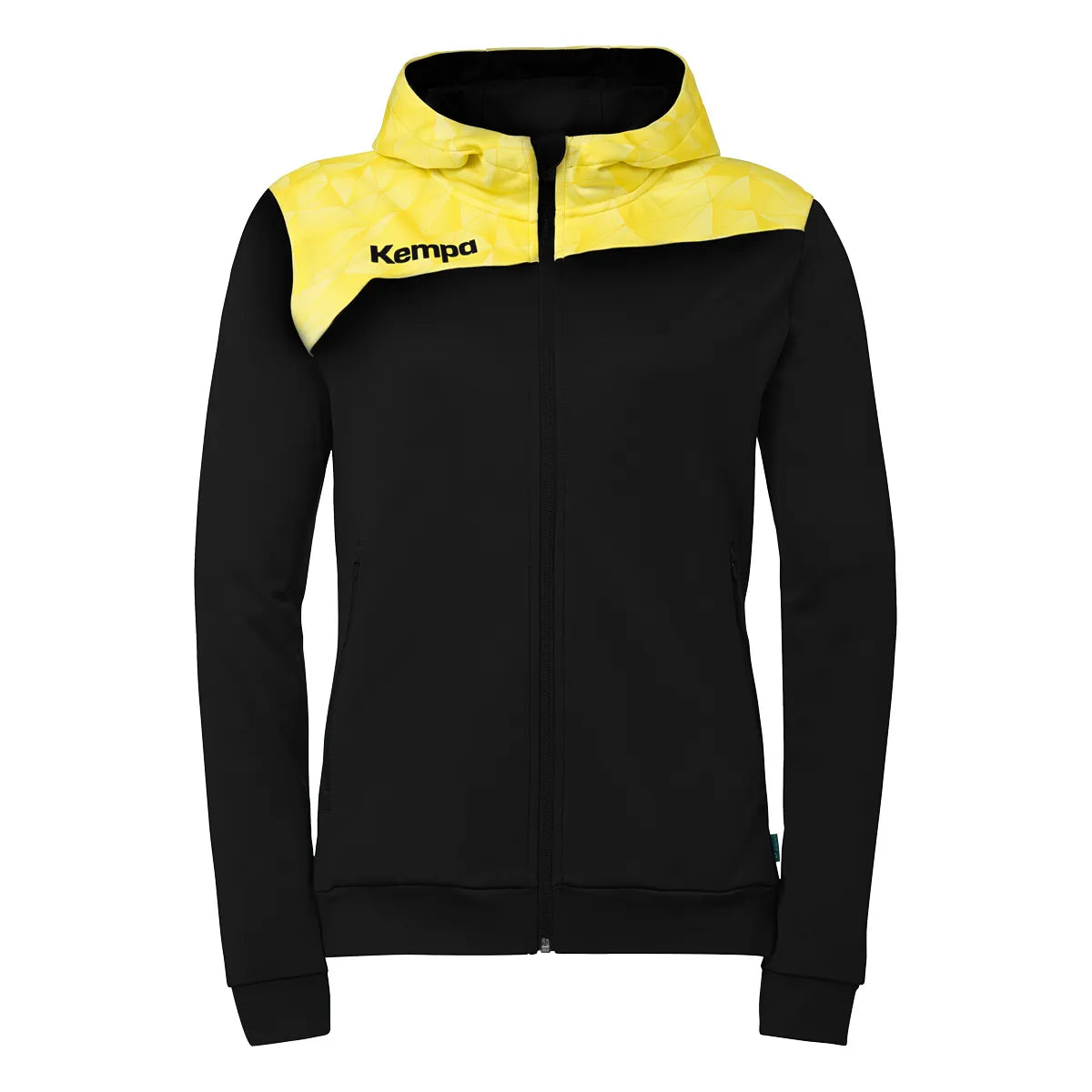 Kempa Kapuzenjacke Athletics 29 Damen schwarz-limonengelb Front 