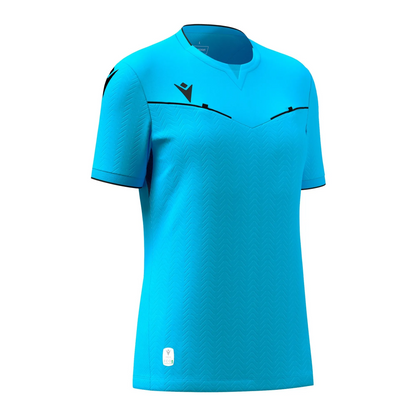 Macron Schiedsrichter Trikot Kateryn Eco Kurzarm Damen Neon Sky Front 