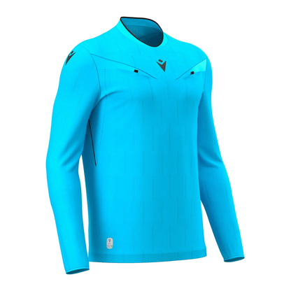 Macron Schiedsrichter Trikot Mendez Eco Langarm Unisex Neon Sky Front 