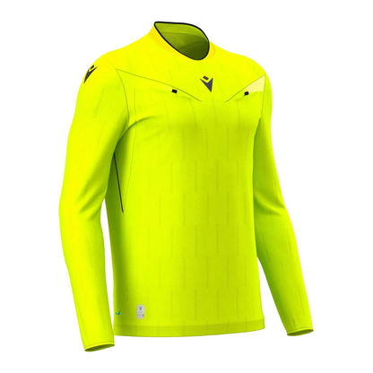 Macron Schiedsrichter Trikot Mendez Eco Langarm Unisex Neon Yellow Front 