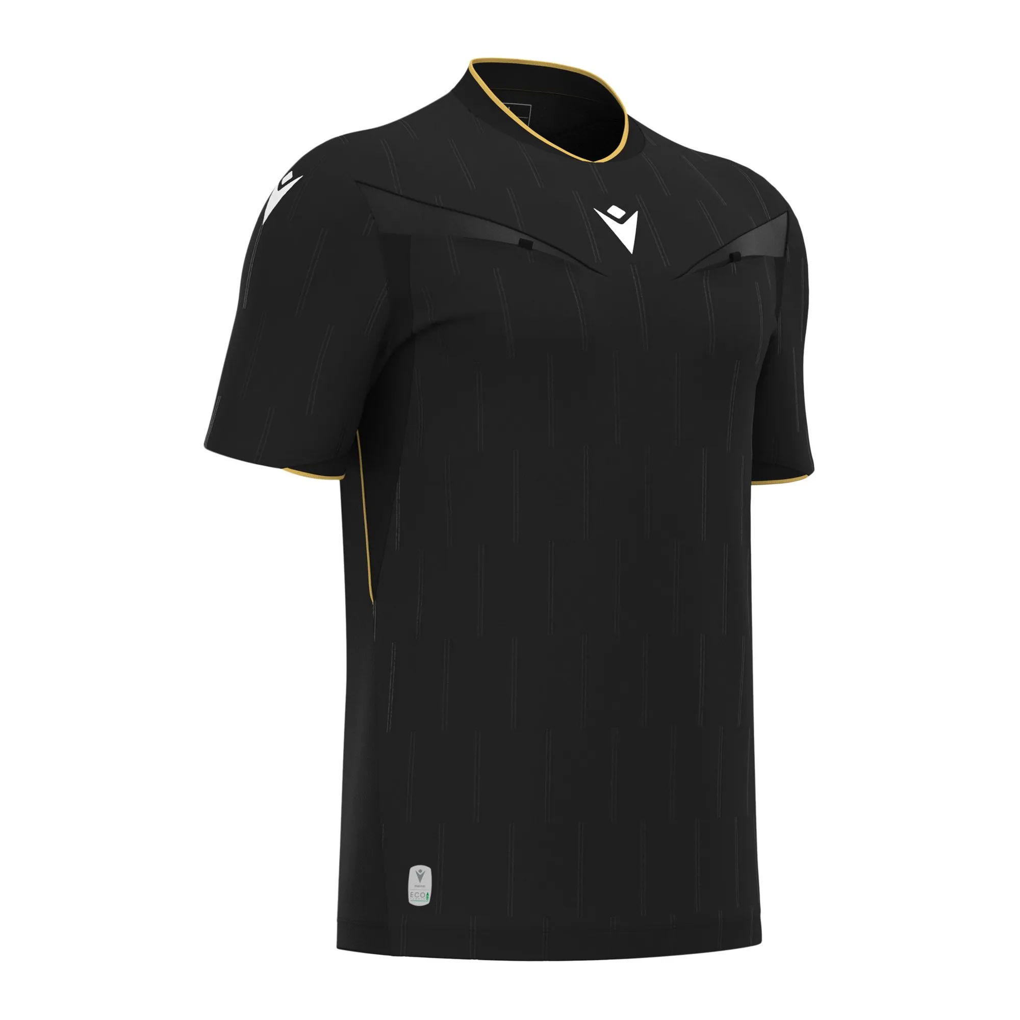 Macron Schiedsrichter Trikot Mendez Eco Kurzarm Unisex Black Front #farbe_black