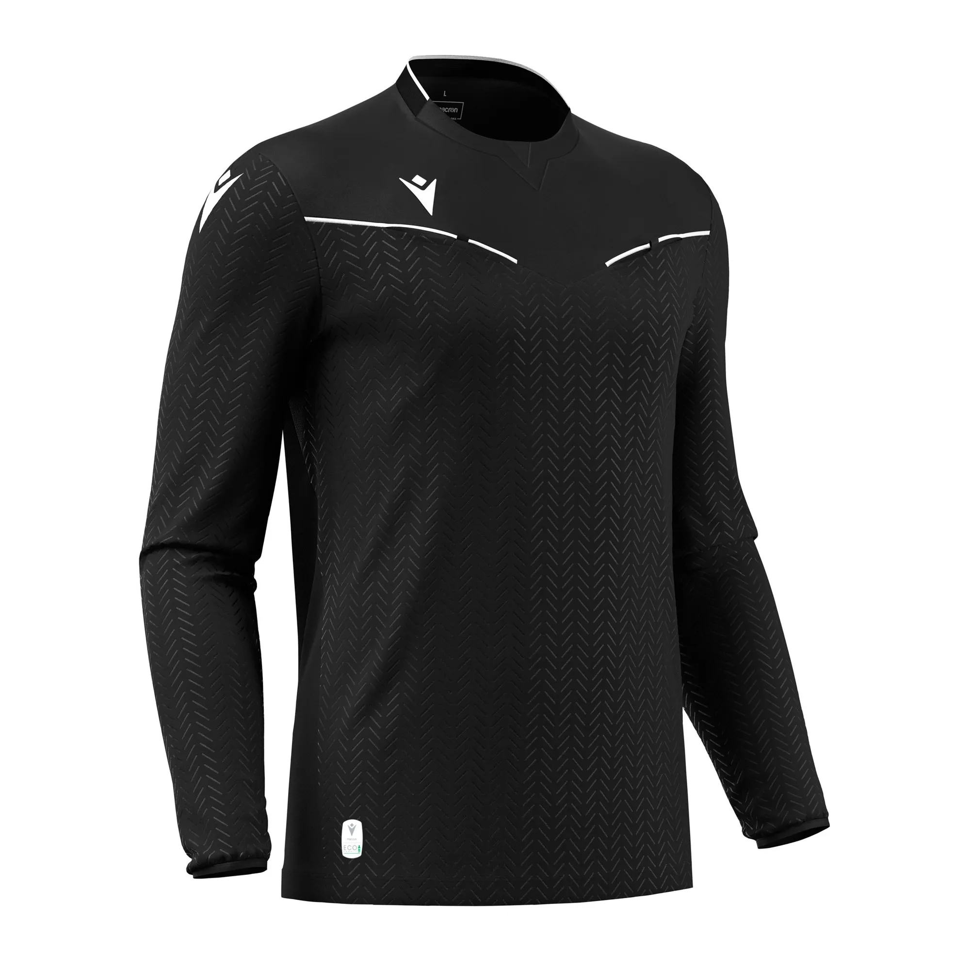 Macron Schiedsrichter Trikot Ponnet Eco Langarm Unisex Black Front #farbe_black