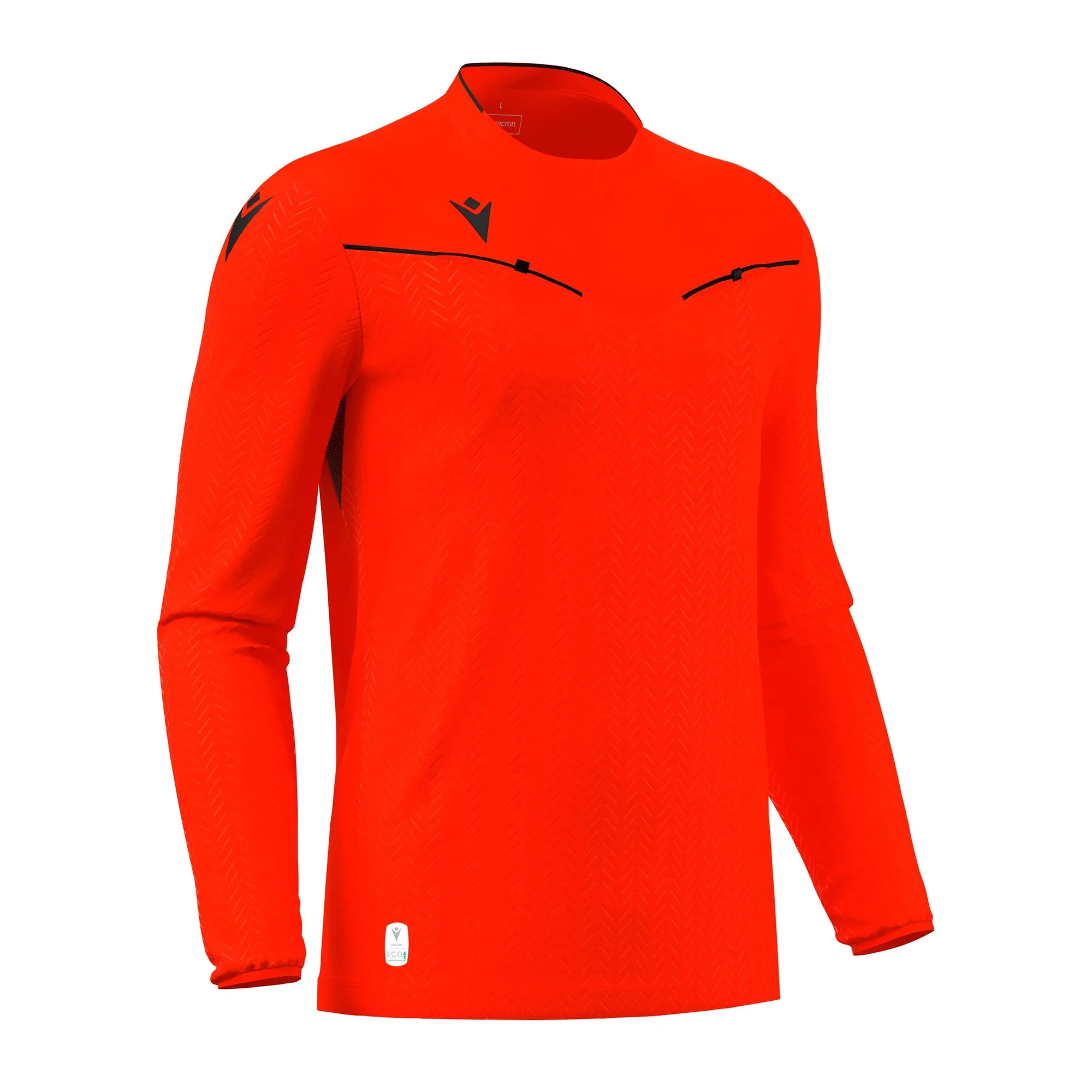 Macron Schiedsrichter Trikot Ponnet Eco Langarm Unisex Neon Red Front #farbe_neon-red