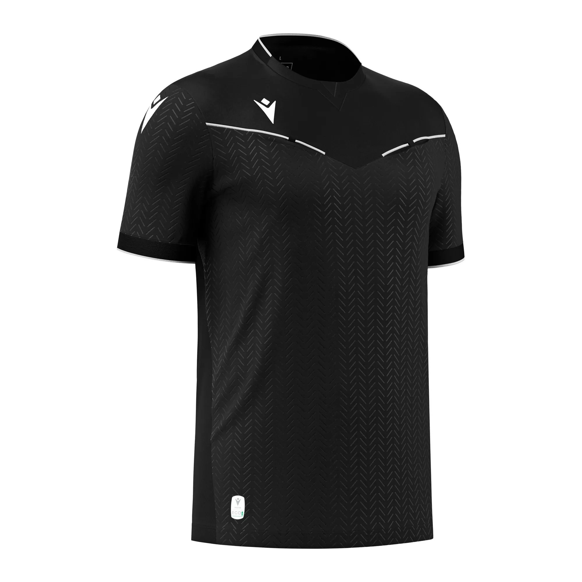 Macron Schiedsrichter Trikot Ponnet Eco Kurzarm Unisex Black Front #farbe_black