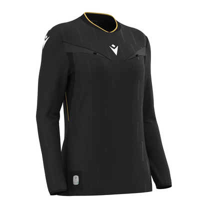 Macron Schiedsrichter Trikot Tess Eco Langarm Damen Black Front 