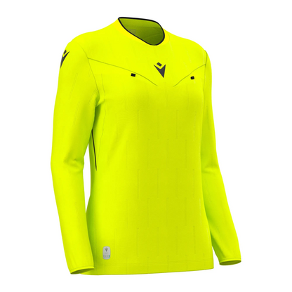 Macron Schiedsrichter Trikot Tess Eco Langarm Damen Neon Yellow Front 