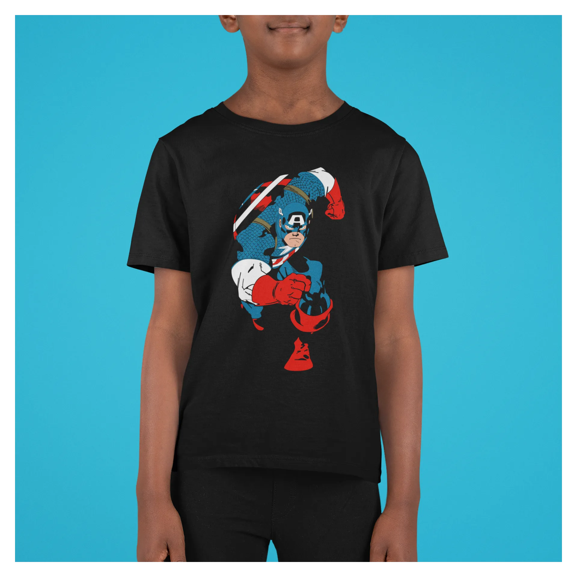BIGTIME Marvel Avengers Marvel Captain America T-Shirt Kinder schwarz Front #farbe_schwarz