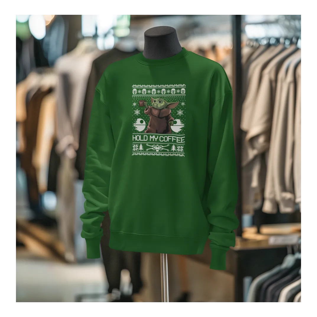BIGTIME May the 4th Star Wars Baby Yoda Sweatshirt Unisex Dunkelgrün Front 