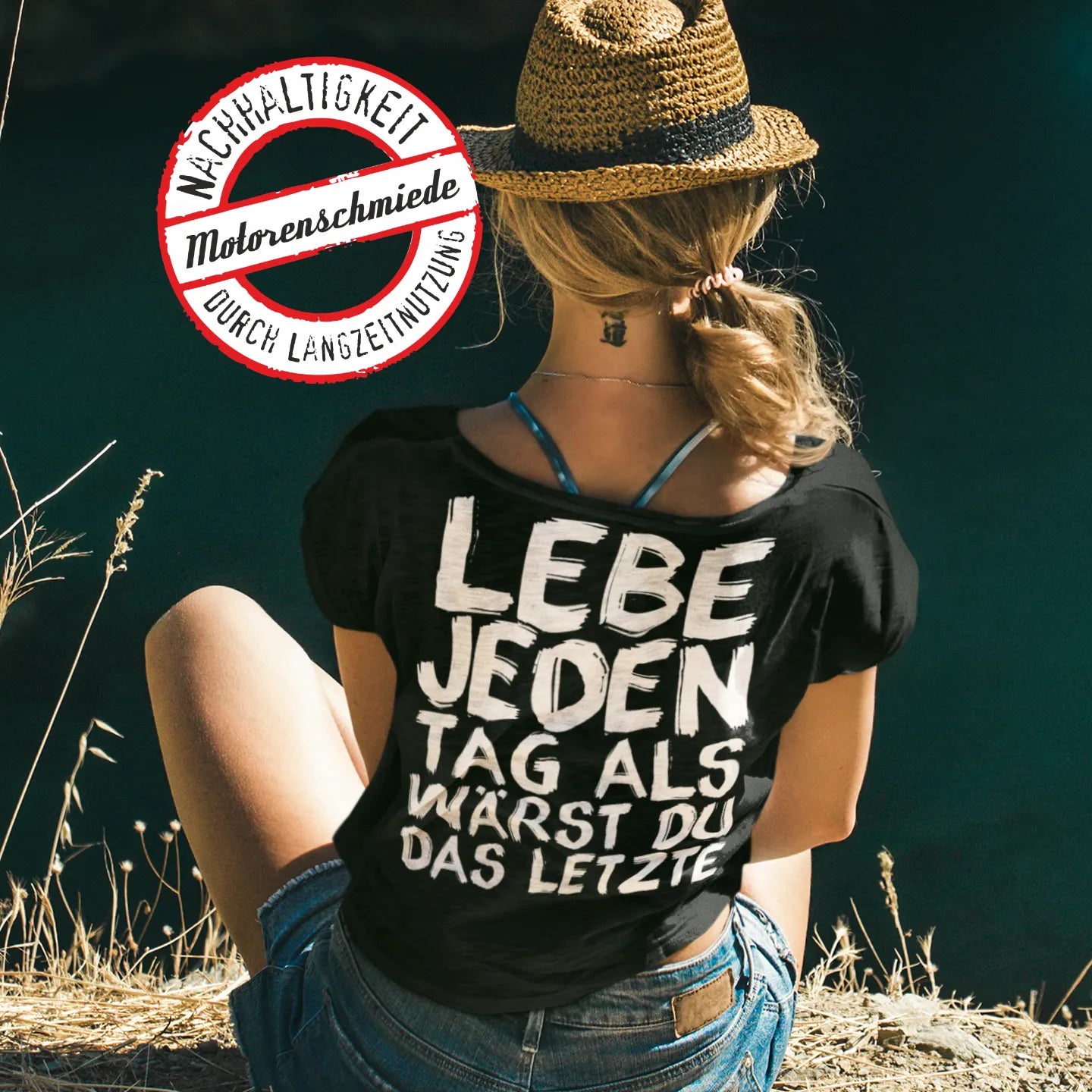 BIGTIME Motorenschmiede "LEBE JEDEN TAG ..." Damen - T-Shirt Front