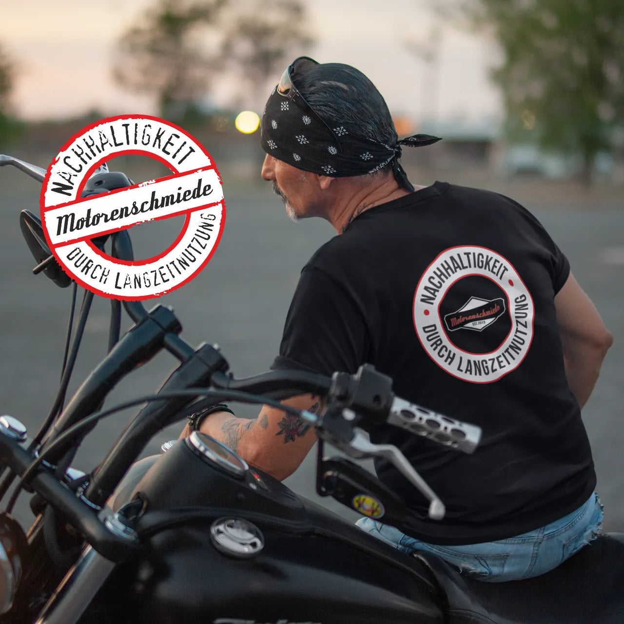 BIGTIME Motorenschmiede "NACHHALTIGKEIT" T-Shirt schwarz Front