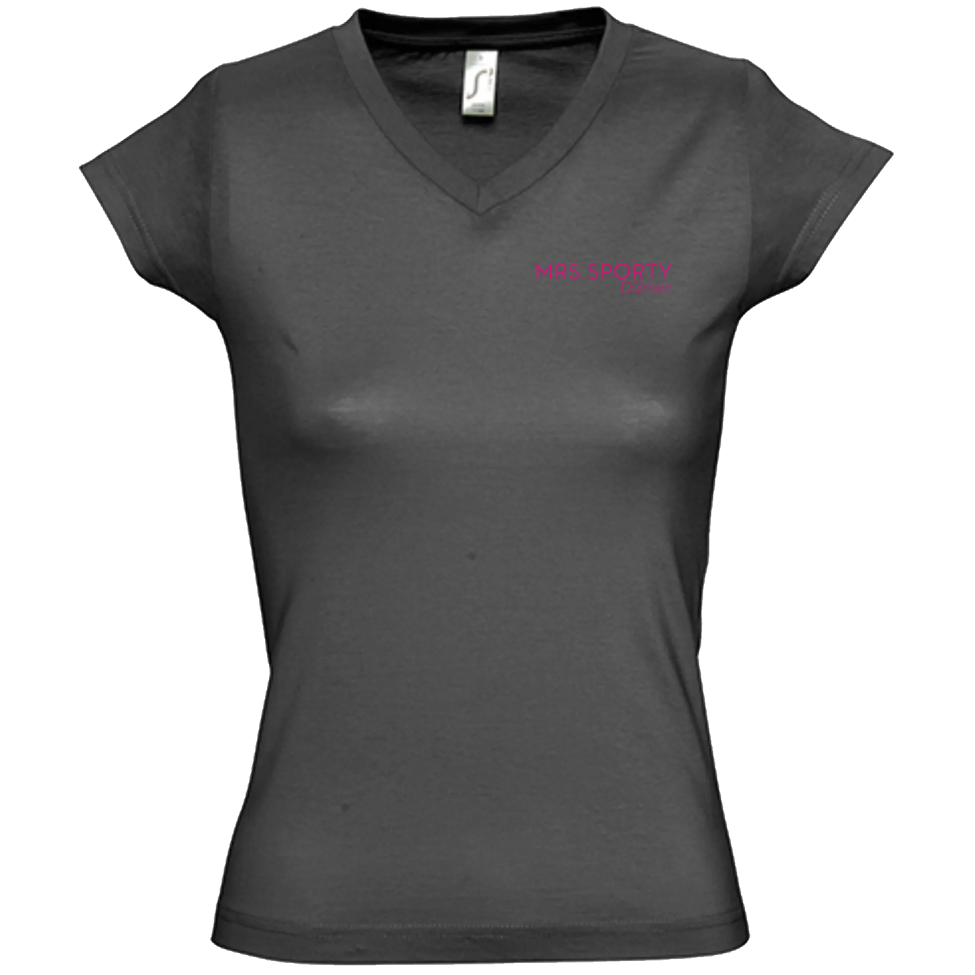 BIGTIME Mrs Sporty | T-Shirt mit V-Ausschnitt grau Damen