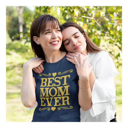 BIGTIME Muttertag Best Mom Ever - 2 T-Shirt Kinder Navyblau Front 