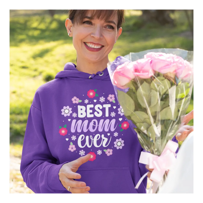 BIGTIME Muttertag Best Mom Ever Hoodie Unisex Lila Front 