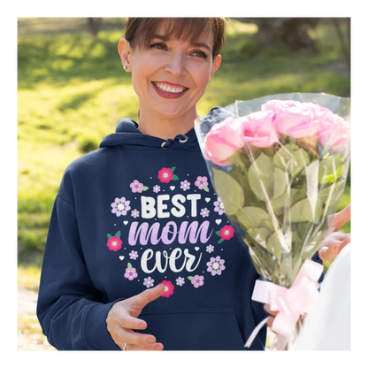 BIGTIME Muttertag Best Mom Ever Hoodie Unisex Navyblau Front 