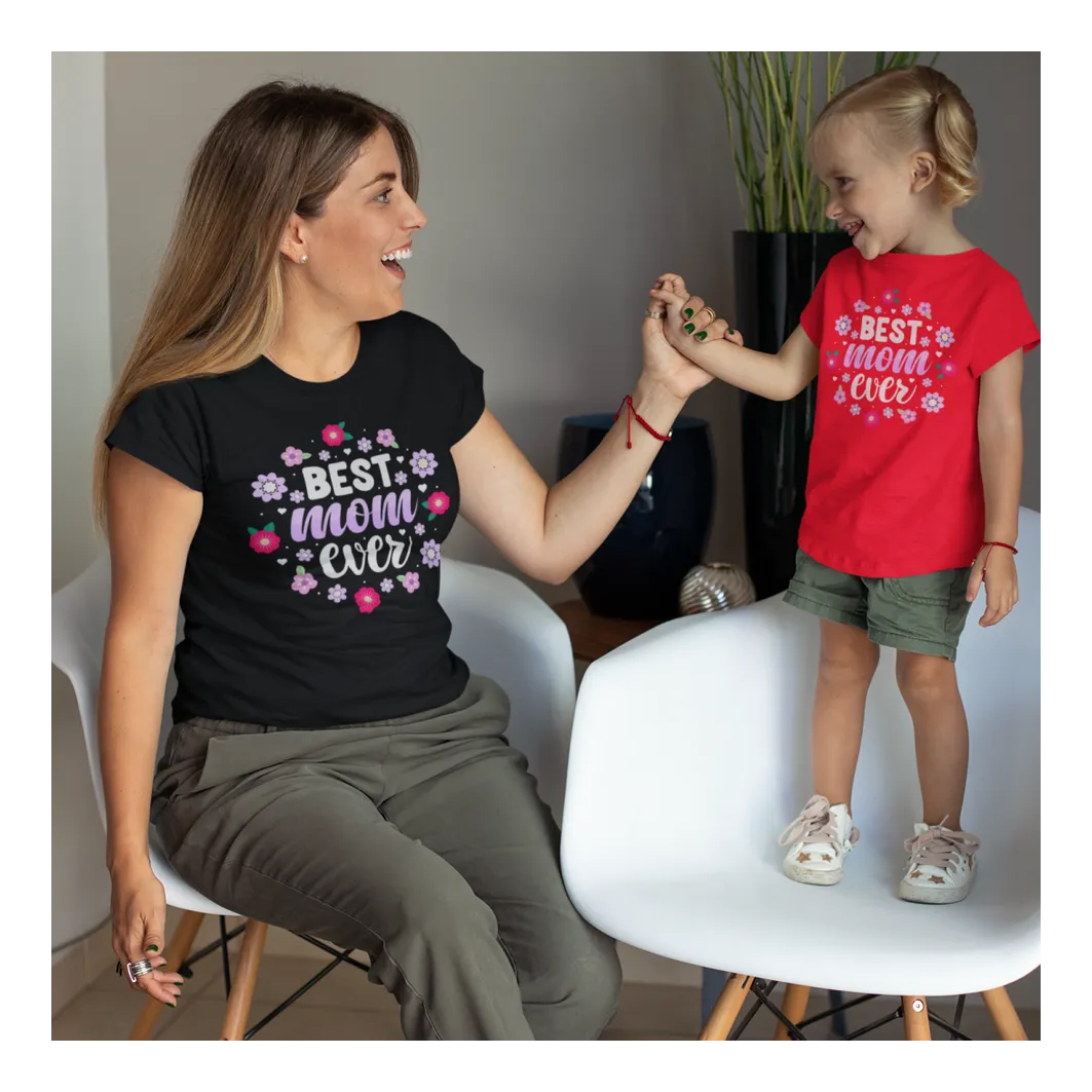 BIGTIME Muttertag Best Mom Ever T-Shirt Kinder Rot Front 