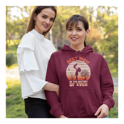 BIGTIME Muttertag Best Mom - History Hoodie Kinder Burgundy Front 