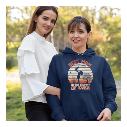 BIGTIME Muttertag Best Mom - History Hoodie Unisex Navyblau Front 