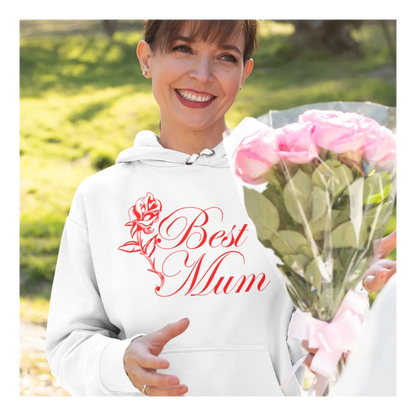BIGTIME Muttertag Best Mum Hoodie Kinder Weiß Front 