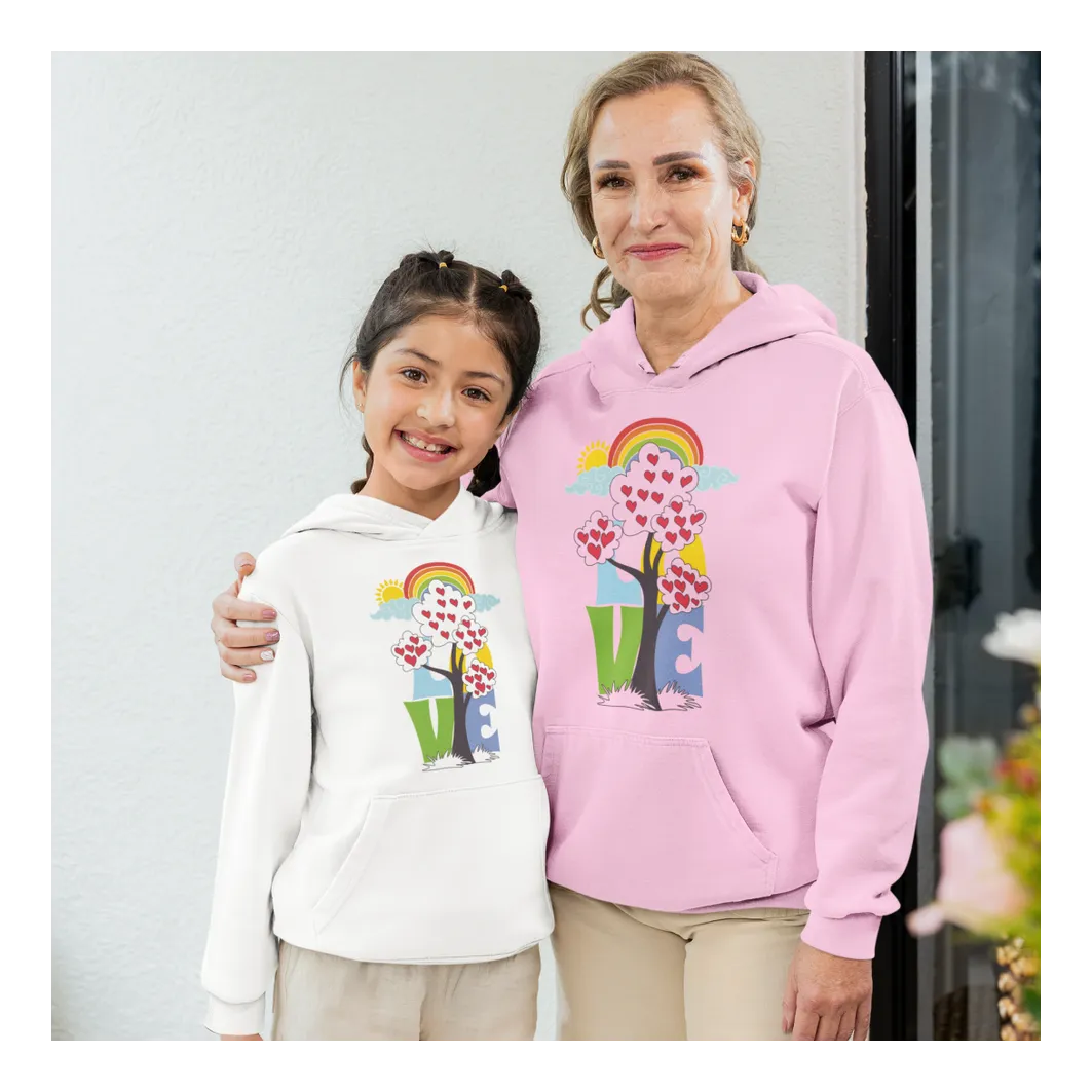 BIGTIME Muttertag Growing Love Hoodie Kinder Weiß Front 