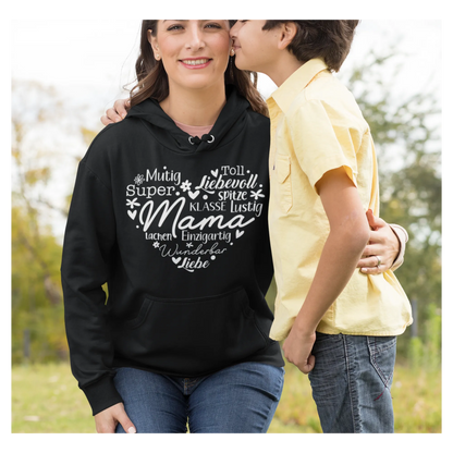 BIGTIME Muttertag Herz Hoodie Unisex schwarz Front 