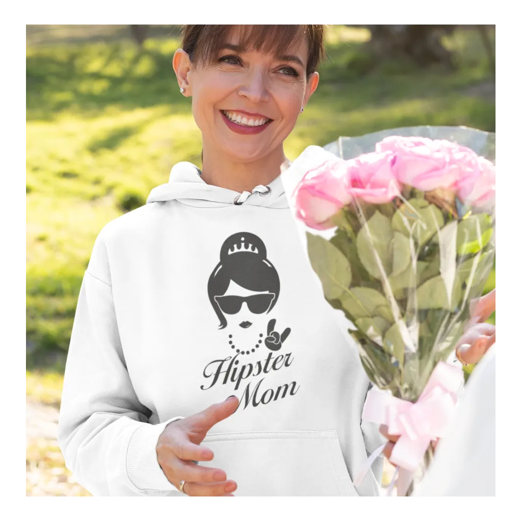 BIGTIME Muttertag Hipster Mom Hoodie Kinder Weiß Front 