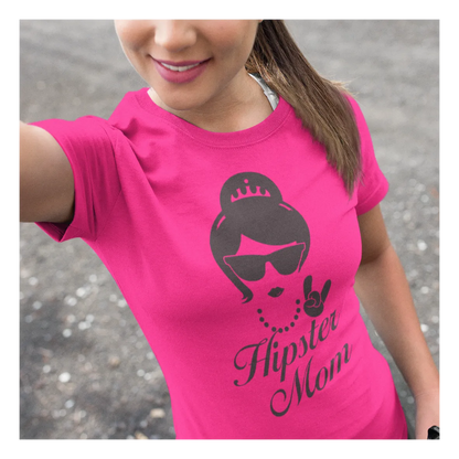 BIGTIME Muttertag Hipster Mom T-Shirt Kinder Pink Front 