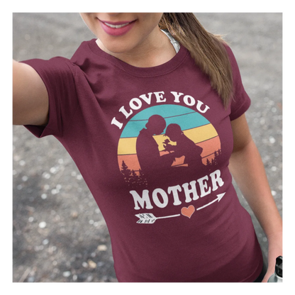 BIGTIME Muttertag I Love You Mother T-Shirt Unisex Burgundy Front 