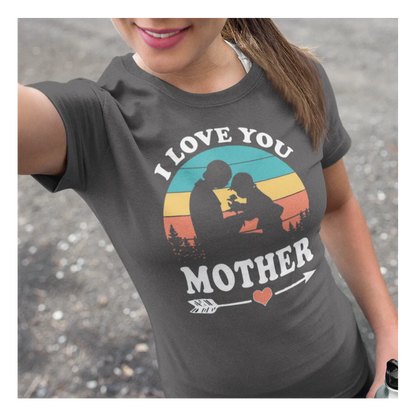 BIGTIME Muttertag I Love You Mother T-Shirt Unisex Dunkelgrau Front 