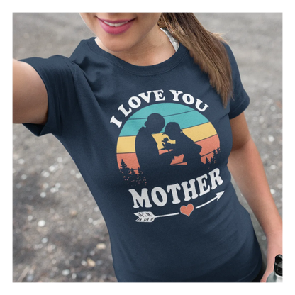 BIGTIME Muttertag I Love You Mother T-Shirt Unisex Navyblau Front 