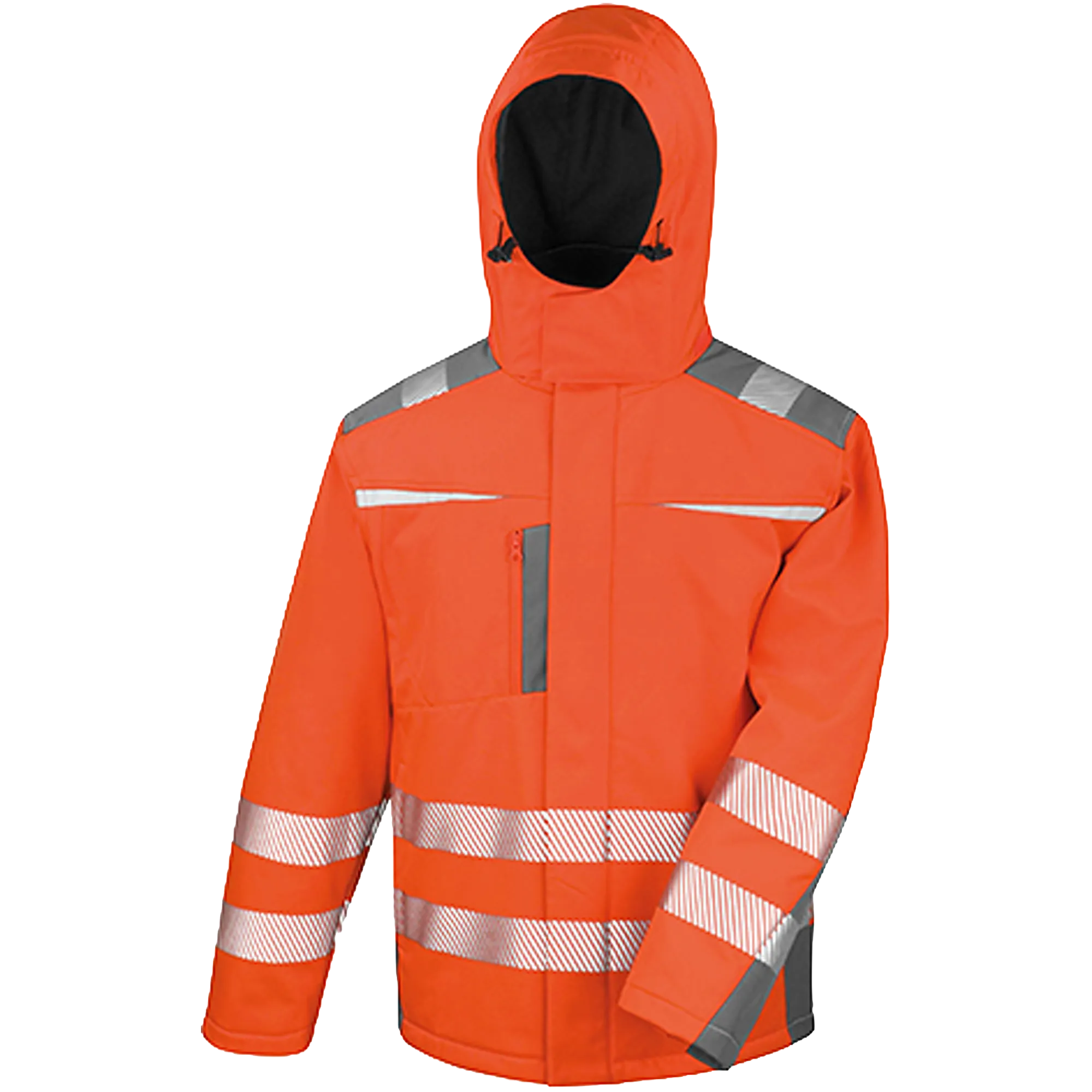 Result SafeGuard Dynamic Softshell Coat Herren Fluorescent Orange Front 