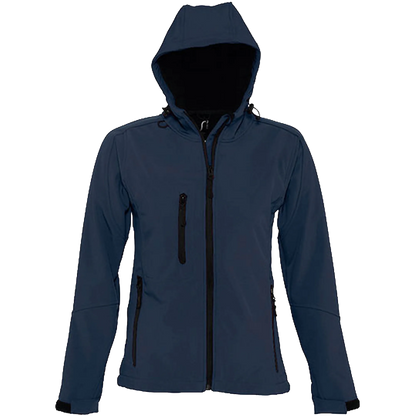 SOL´S Hooded Softshell Jacket Replay Damen French Navy Front 