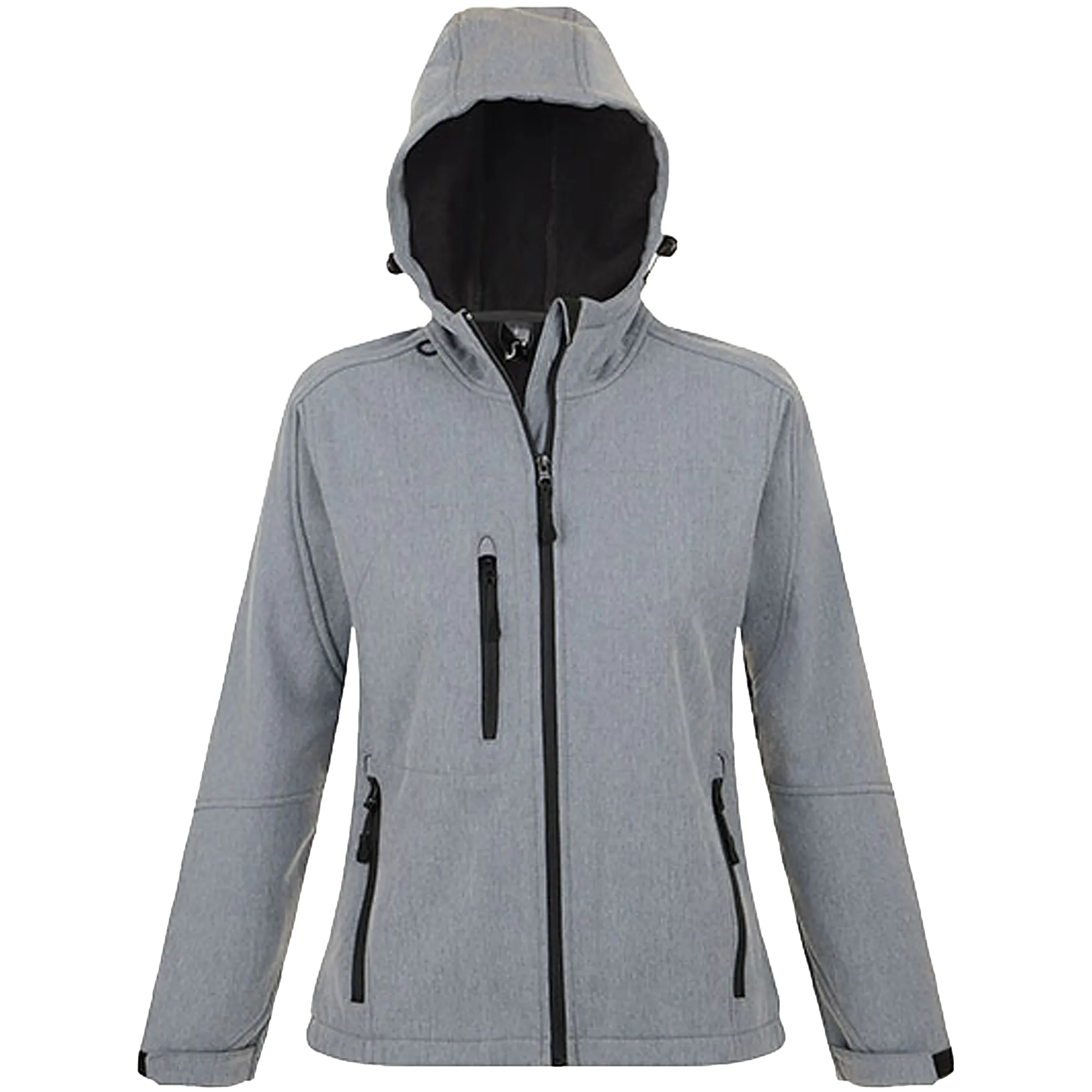 SOL´S Hooded Softshell Jacket Replay Damen Grey Melange Front 