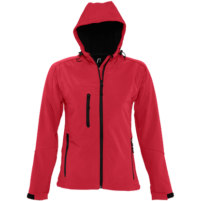 SOL´S Hooded Softshell Jacket Replay Damen Pepper Red Front 