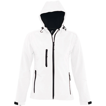 SOL´S Hooded Softshell Jacket Replay Damen White Front 