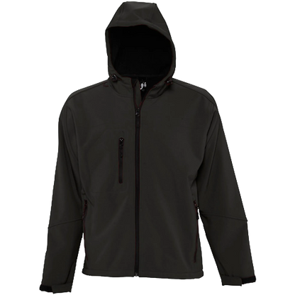 SOL´S Hooded Softshell Jacket Replay Herren Black Front 