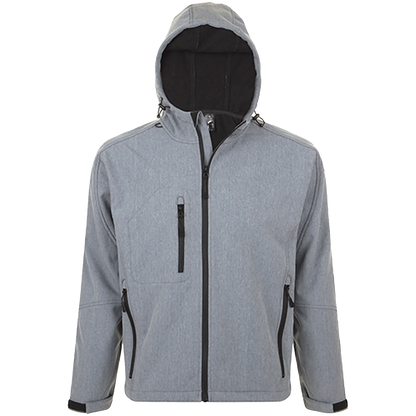 SOL´S Hooded Softshell Jacket Replay Herren Grey Melange Front 