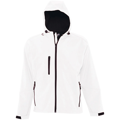 SOL´S Hooded Softshell Jacket Replay Herren White Front 