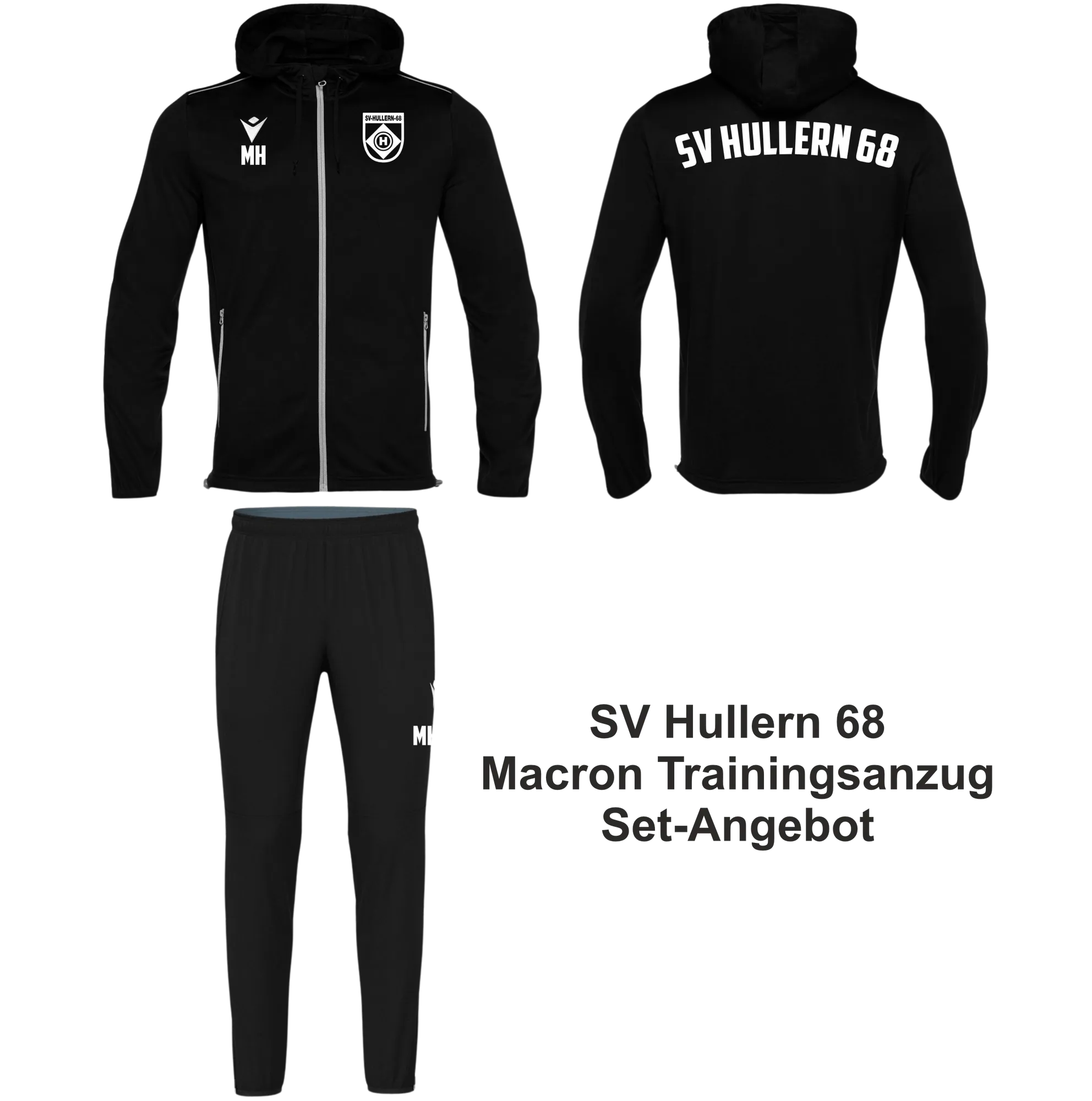 Macron SV Hullern 1968 | Macron Anzug Jacke FREYR/ARCHEN schwarz Front #farbe_schwarz