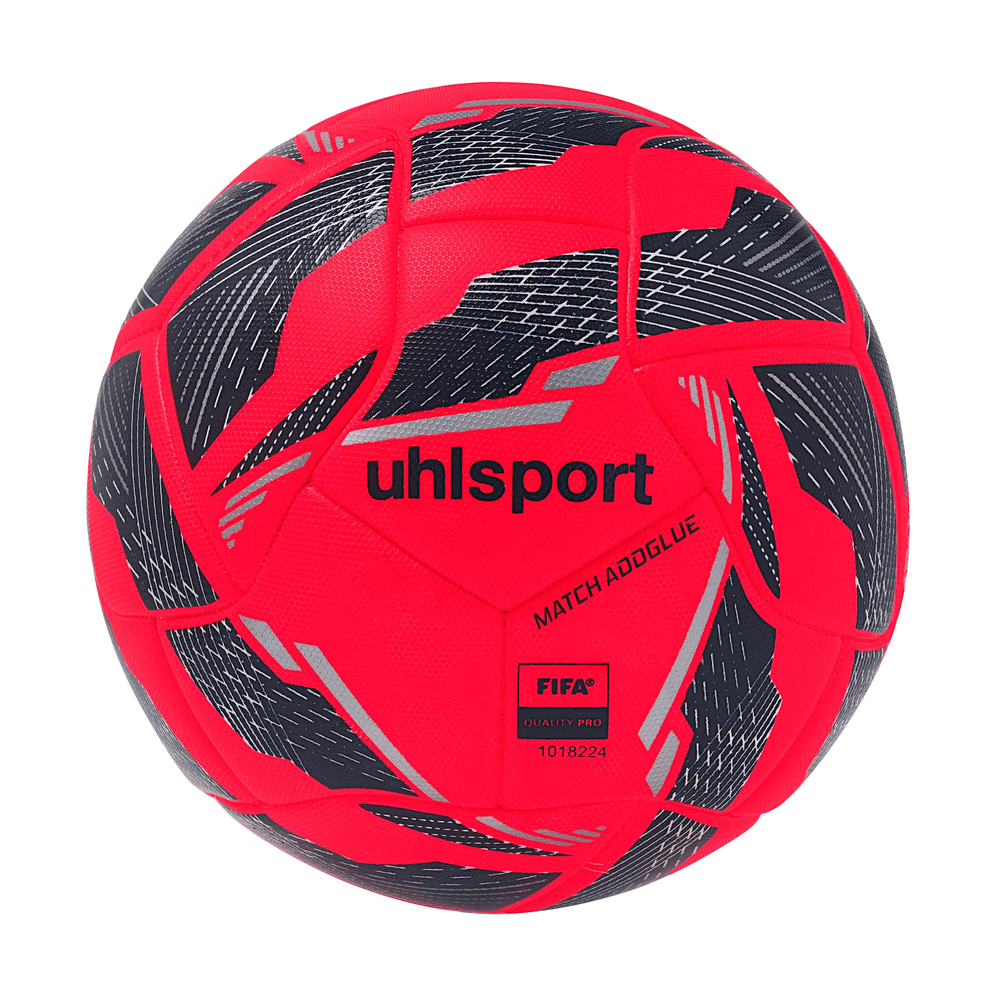 uhlsport Fußball Match Addglue Unisex fluo-rot-marine-silber Front 