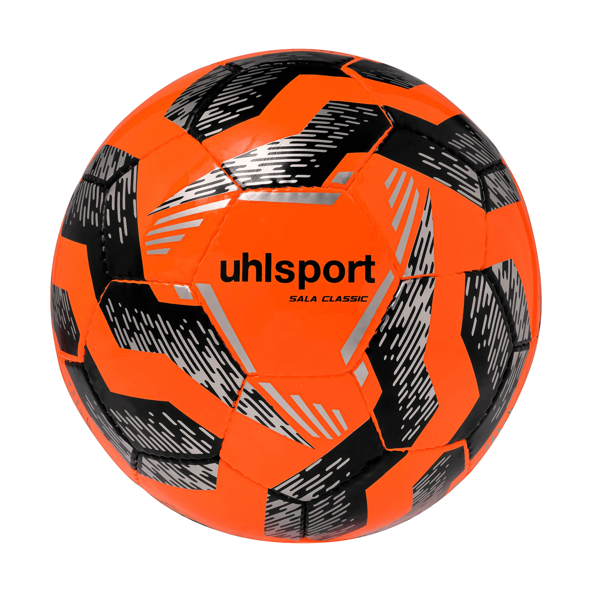 uhlsport Fußball Sala Classic Unisex fluo-orange-schwarz-silber Front #farbe_fluo-orange-schwarz-silber