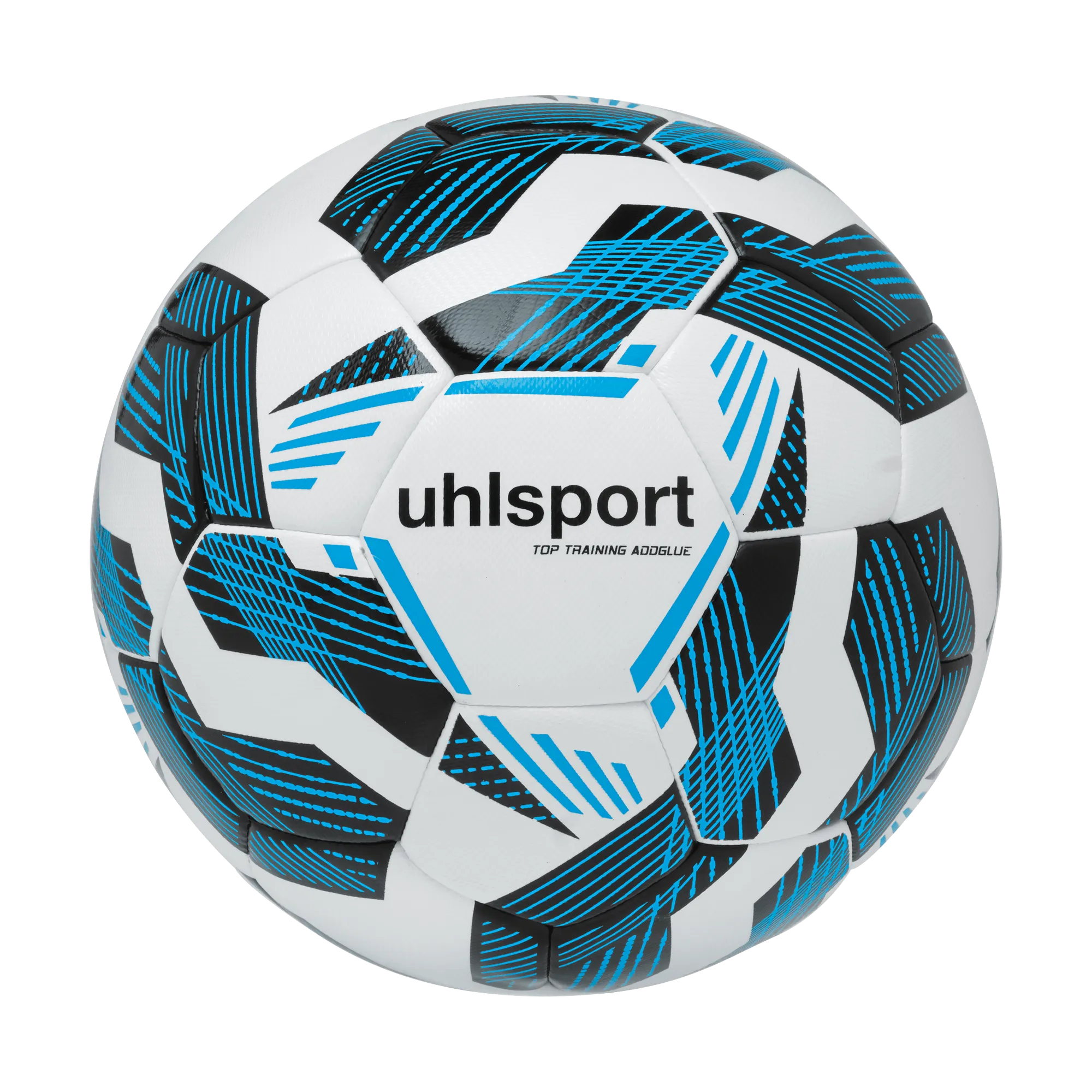 uhlsport Fußball Top Training Addglue Fairtrade Unisex weiss-schwarz-fluo-blau Front #farbe_weiss-schwarz-fluo-blau