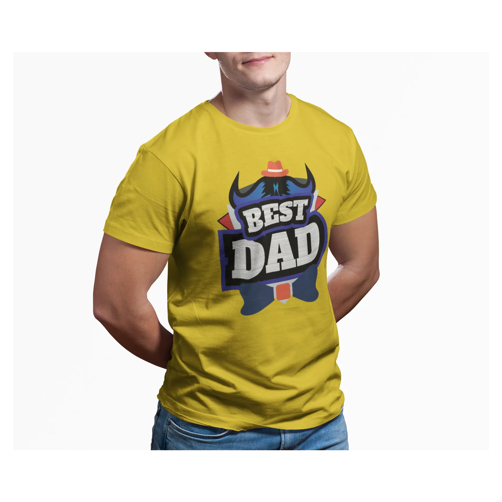 BIGTIME Vatertag Best Dad T-Shirt Unisex gelb Front #farbe_gelb
